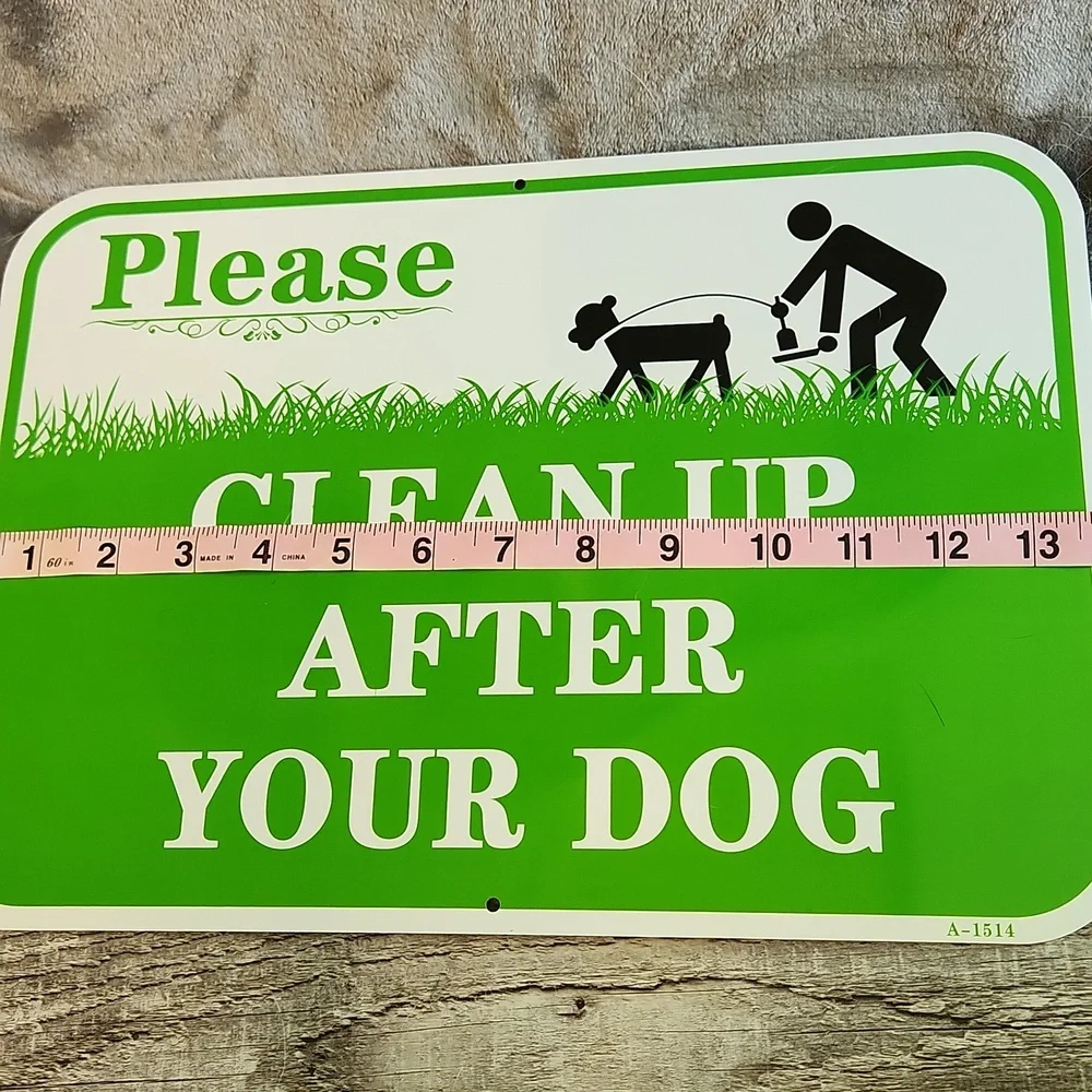 Double-sided Green Dog Waste Clean-Up Sign.
